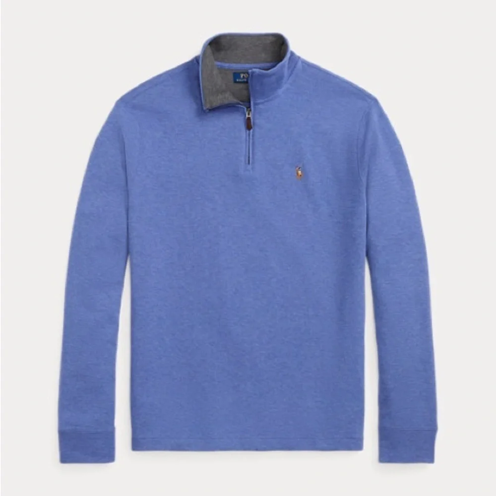 Polo Ralph Lauren Men's Estate Rib Quarter Zip Pullover Heather Blue Size Large
